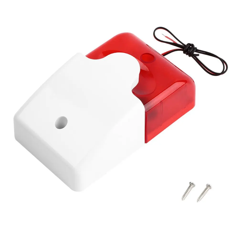 

Mini Wired Strobe Siren Durable 12V Sound Alarm Strobe Flashing Red Light Sound Siren Home Security Alarm System 108dB