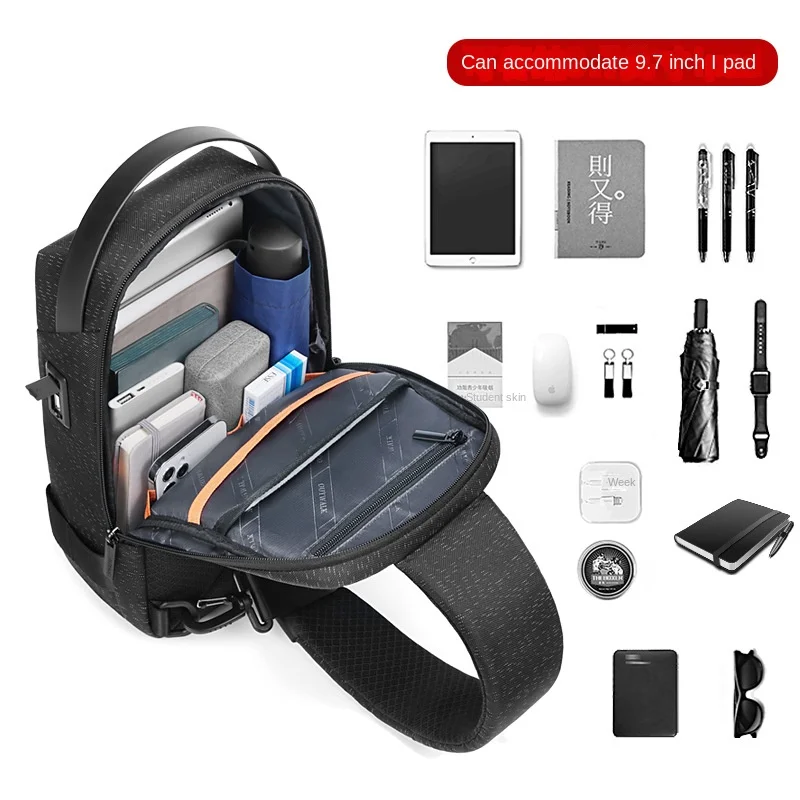 Crossbody Shoulder Bag Chest Bag for Men Waterproof Diagonal Hanging Business Men's Crossbody Bag Outdoor Travel Riding Bag