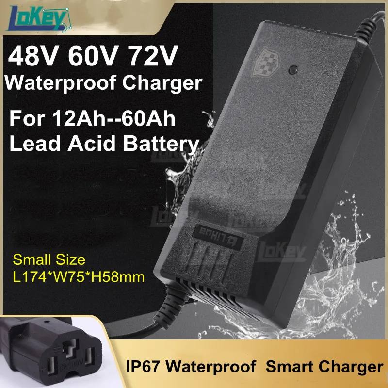 

48V 60V 72V Waterproof Charger 4A 6A 8A 12Ah 20Ah 30Ah 50A 60Ah liquid Lead Acid Battery of Electric Bicycle Scooters Motorcycle