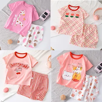 Cotton Infant Girl Clothes Summer Suit Baby Sets Cute Tshirt Toddler 1 2 Year Kid Daily Outfits Soft Wearing Wholesale 1
