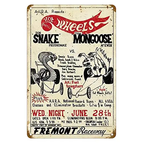

KENSILO Snake vs Mongoose Vintage Tin Sign Plate Wall Plaque Decor Farmhouse Old Country Metal Signses