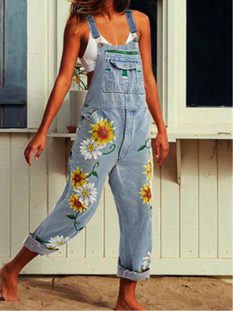 

yvlvol Womens Denim jeans Jumpsuit Lace Up Elastic Waist Overalls Solid Color Wide Leg Trousers Bodysuit