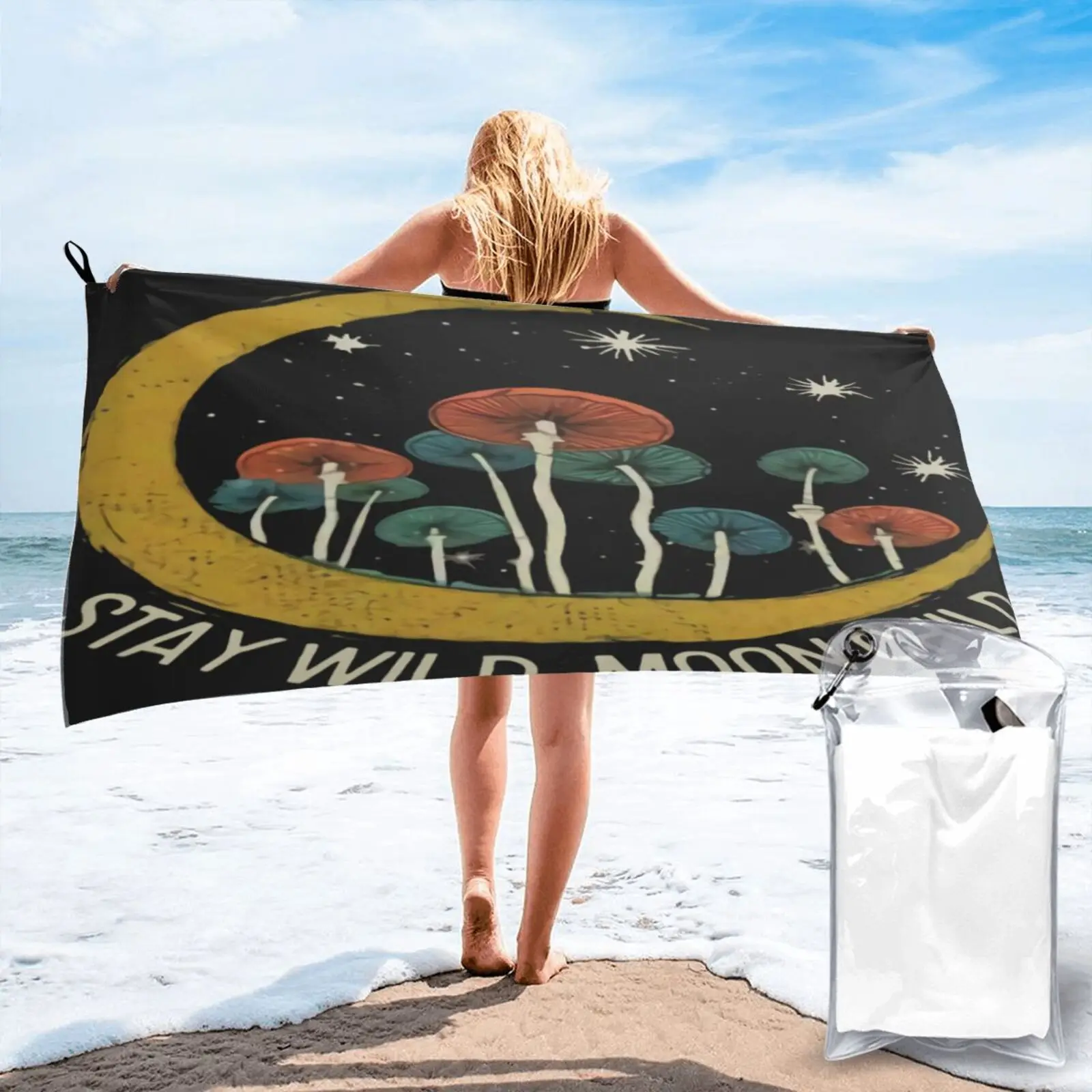 

Пляжное полотенце в виде грибов «Дикая луна», комплект аксессуаров для ванной комнаты, сауна, Xxl