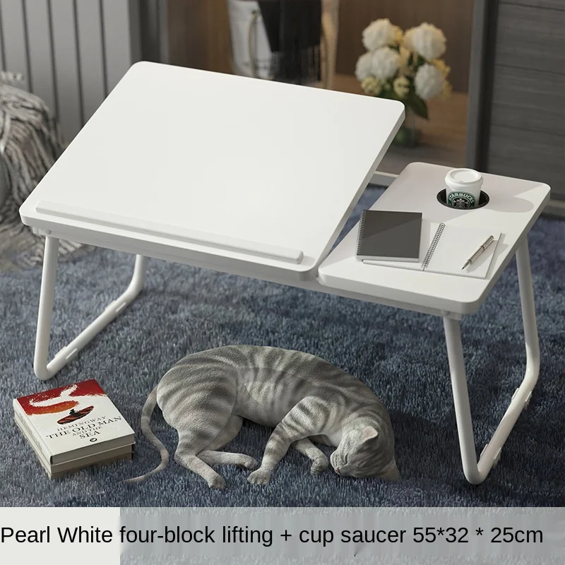 Buy Bed Table Adjustable Desktop Folding Desk Small Board Dormitory Study Lazy Laptop Bay Window on