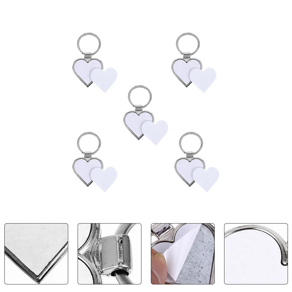 

Keychain Blank Diy Sublimation Heart Heat Keychains Key Keyring Transfer Metal Ring Mdf Keyrings Blanks Pendant Material Tassel