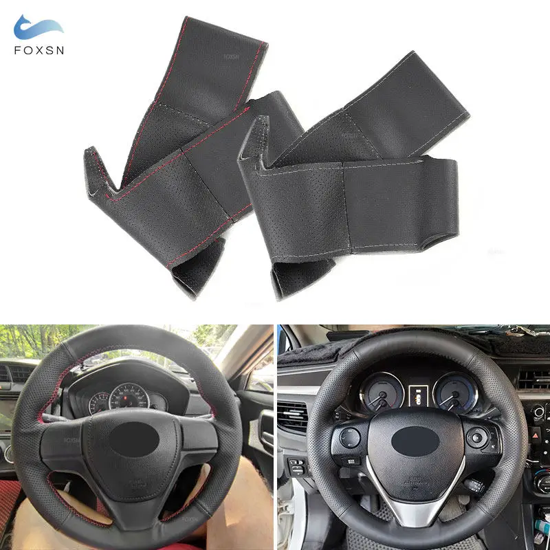 

For Toyota E'Z RAV4 Auris 2014 Corolla iM 2017 Scion iM 2016 Hand-stitched Car Steering Wheel Leather Cover Interior Accessories