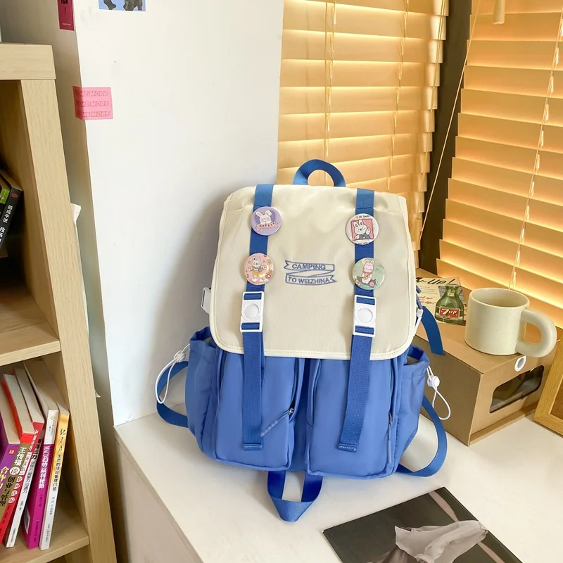 TRAVEASY 2022 Nylon Preppy Green Woman Bag Trendy Waterproof Backpack Large Capacity Campus High School Student Female Schoolbag