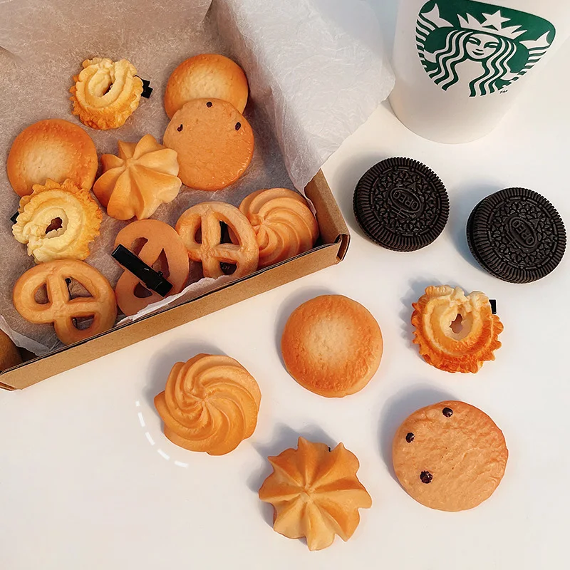 

Cookie Hairpin Woman Girl Simulation Food Hair Clips Creative Dessert Bangs Clip Funny Exaggerated Hair Accessories Headdress