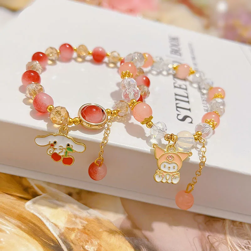 

Hello Kittys Child Bracelet Sanrios Kuromi Cinnamoroll Anime Figure Kawaii Simple Fashion Student Jewelry Accessories Girl Gift