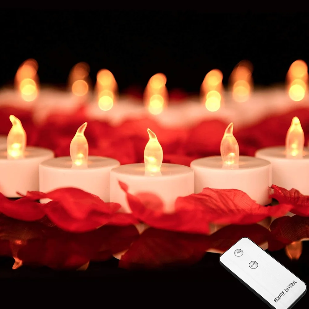 Светодиодные Чайные свечи с 100 искусственными лепестками роз 24 шт. | Дом и сад