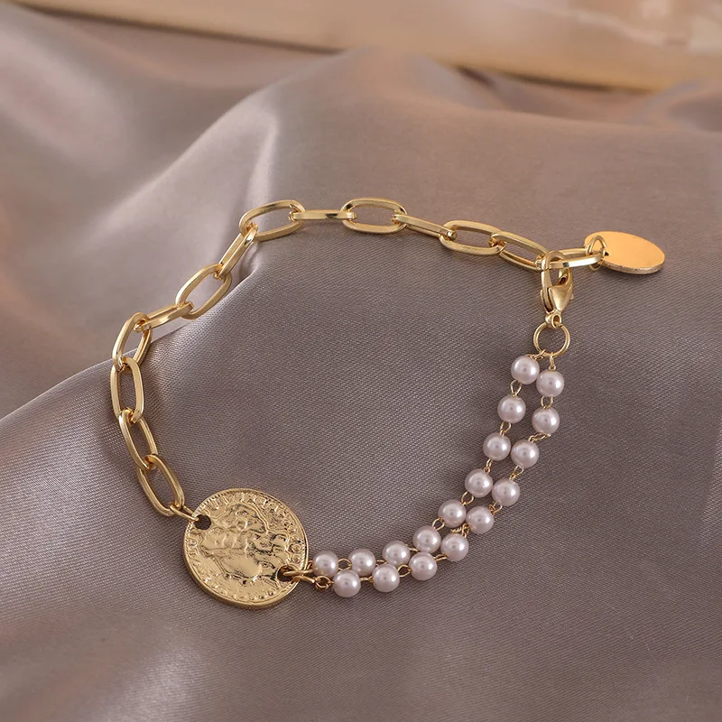 

SHANGZHIHUAAlloy retro fashion lady new fashion imitation pearl chain bracelet