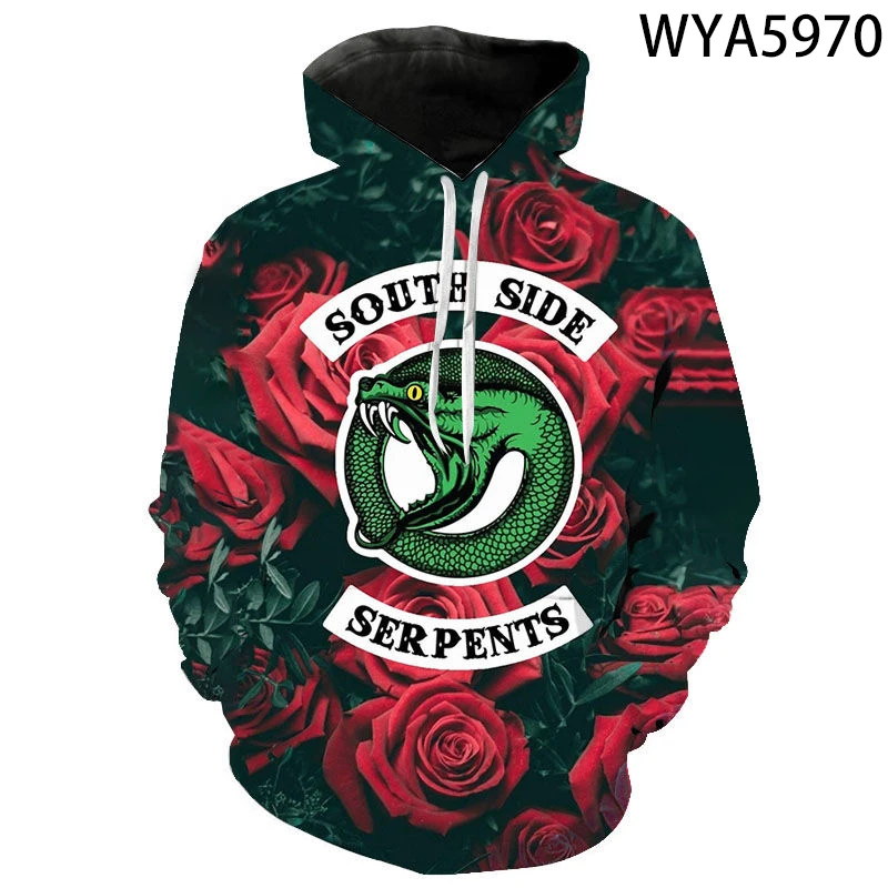 

Модные толстовки с длинным рукавом Riverdale для мужчин и женщин, свитшоты с 3D принтом, пуловер, модная уличная одежда, крутая куртка, пальто