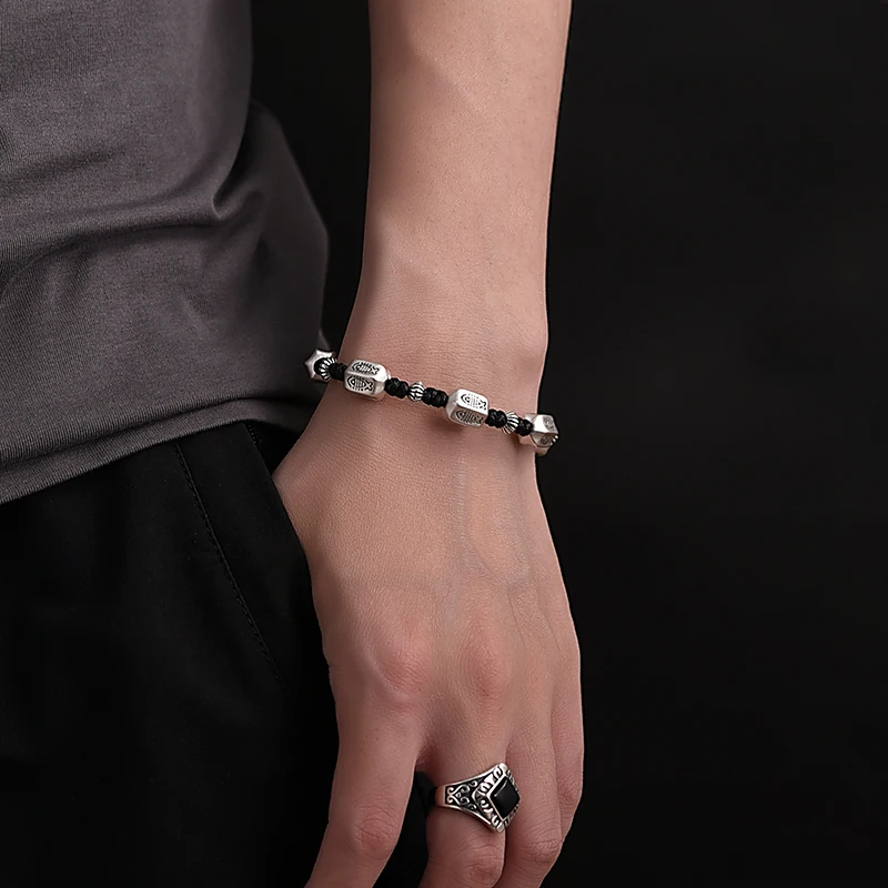 ZABRA 999 чистое серебро Lulu Tong Koi браслет мужской ретро экзамен по берегу ручная