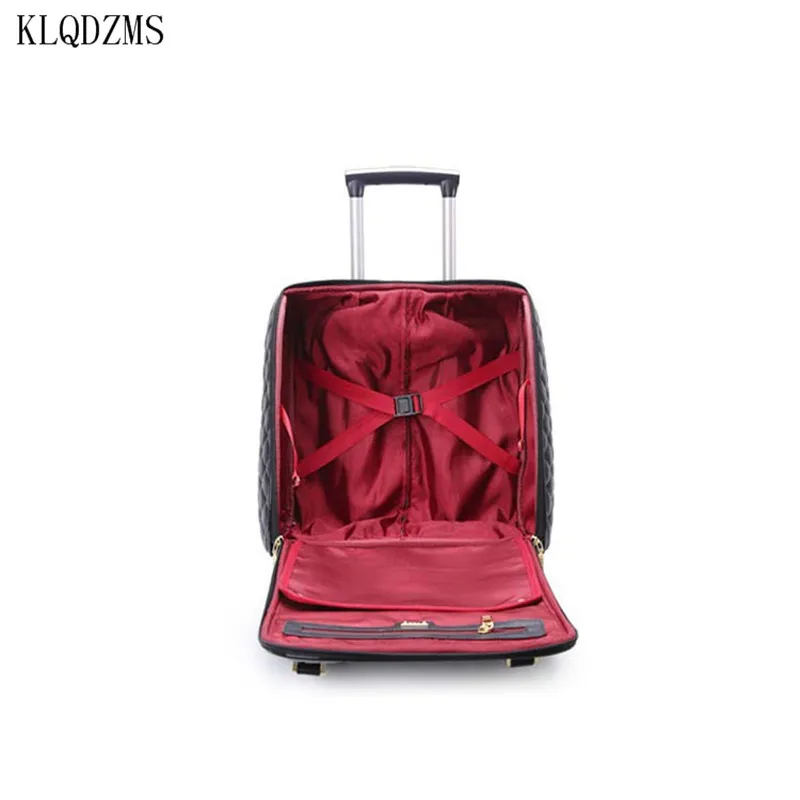 KLQDZMS High-value Ladies Suitcase Fashion Leather Trolley Case Small Portable Cabin Luggage High-Quality Simple Luggage