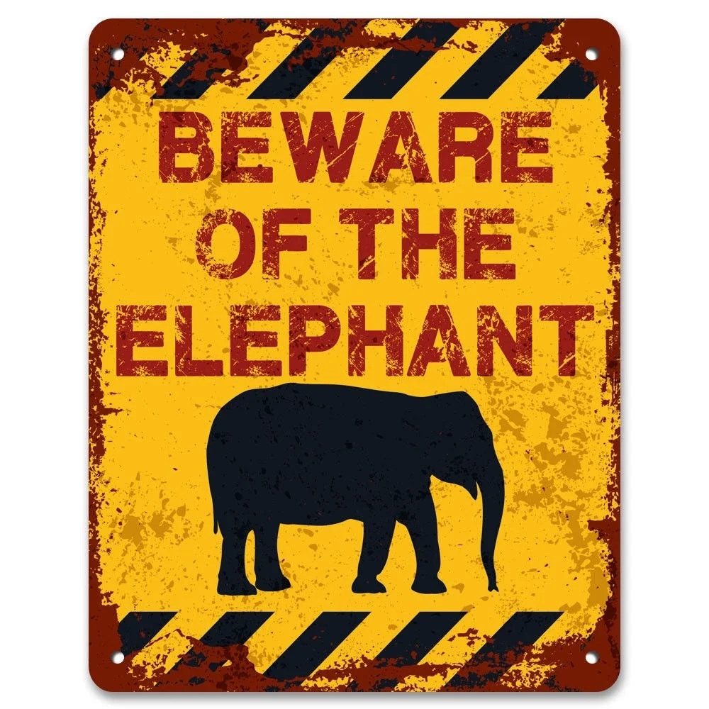 

Остерегайтесь винтажной металлической Подвески в виде слона для сада | Внимание | Уход за покупками (посетите наш магазин, больше товаров!)