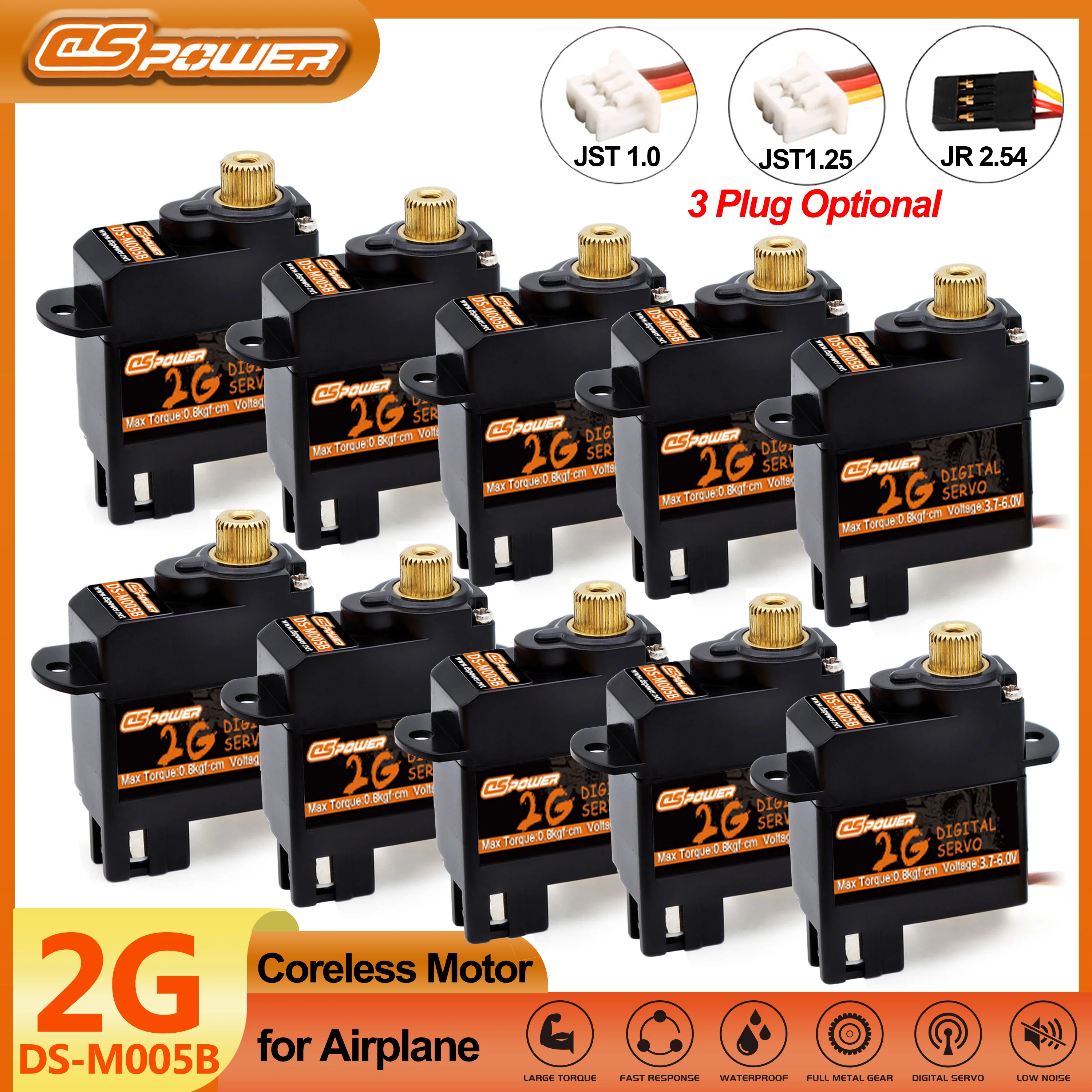 

DSPOWER 2g Motor Servo Metal Gear Mini Micro Servos for RC Car Airplanes Fixed-wing Quadcopter Helicopter Boat Duct Plane Robot