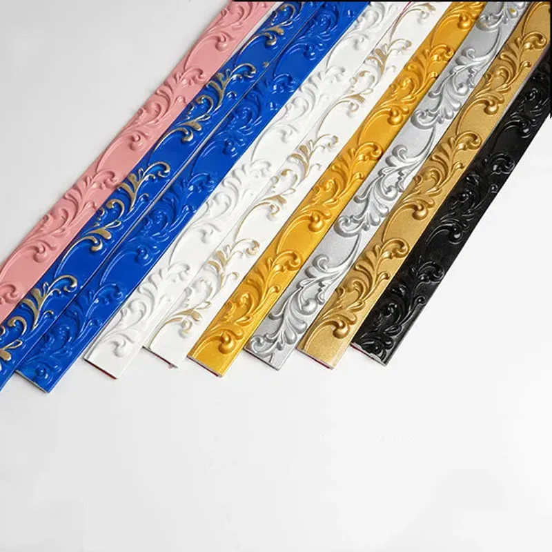 

1 м ПВХ самоклеящаяся декоративная мягкая линия плинтуса потолочная отделка линия фон Стена формовочная линия 3D настенная наклейка домашни...