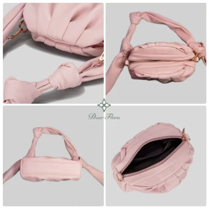 Women's New Luxury Soft Pleated Cloud Underarm Bag Solid Color Versatile Hobos Handbag Fashion Portable Shoulder  Crossbody Bags