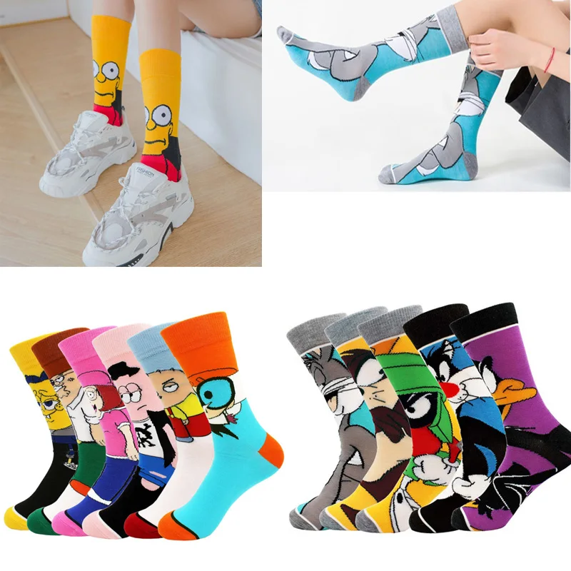 

1pair Hip Hop Socks Funy Cotton Cartoon Anime Rabbit Duck Fashion Personalized Novelt Novelty Men Women Long Socks Autumn Winter