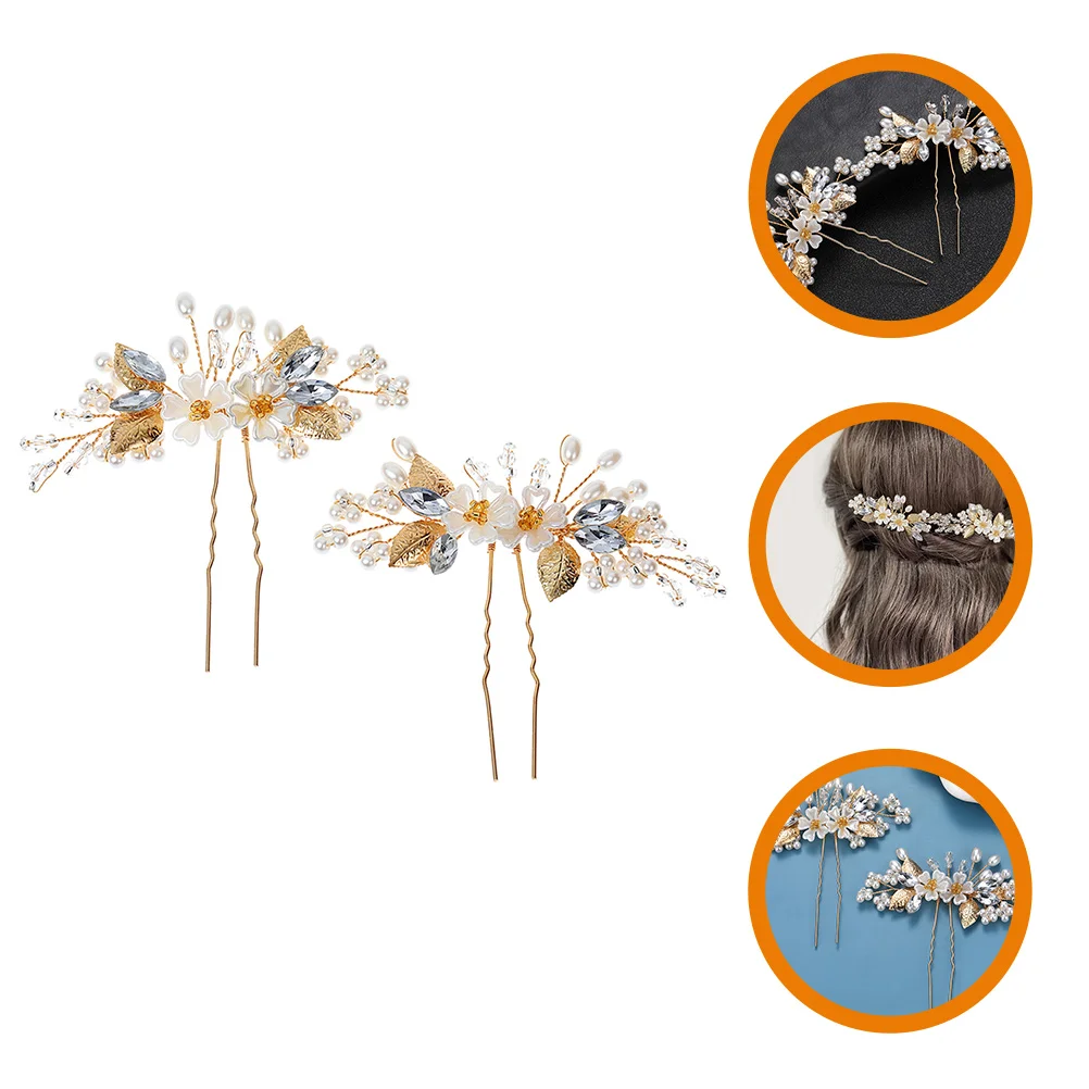 

The Flowers Bridesmaid Rhinestone Barrettes Women Pearl Bobby Pins Hair Wedding