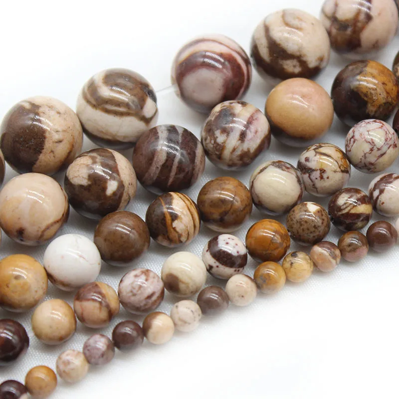 

Natural Stone Australia Zebra Jasper Round Loose Spacer Beads 15" Strand 4 6 8 10 12MM Pick Size For Jewelry Making