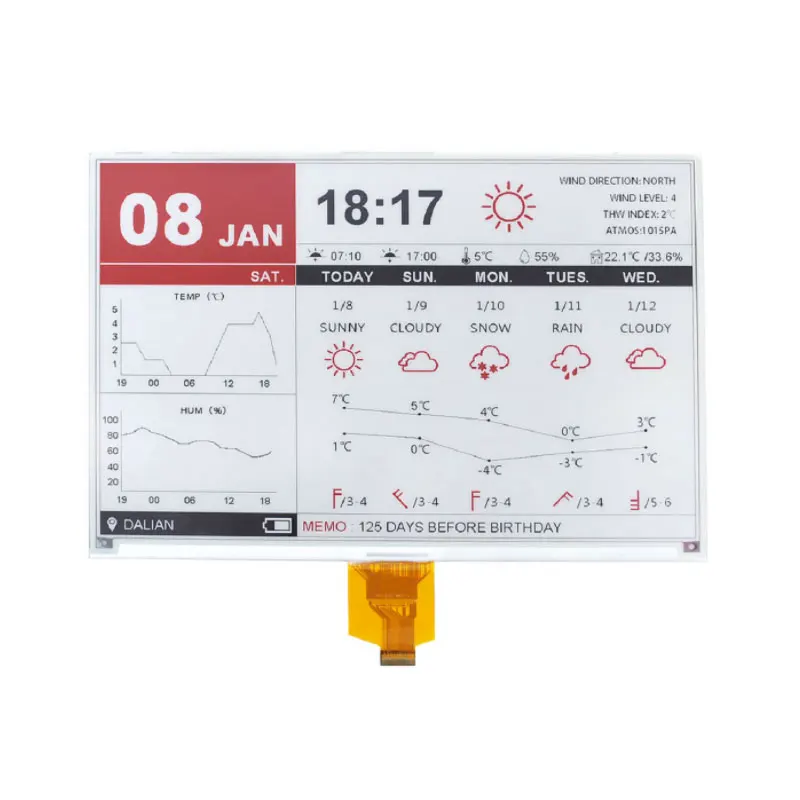 Большой 5 5-дюймовый экран для электронных чернил 960x64 0 черный белый и красный
