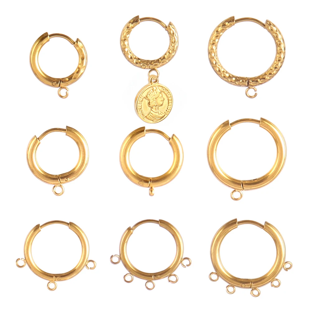 10pcs/lot 316L Stainless Steel DIY Earrings Round Hoop Earring Clasps Fittings Base Jewelry Making Supplies Finding - купить по