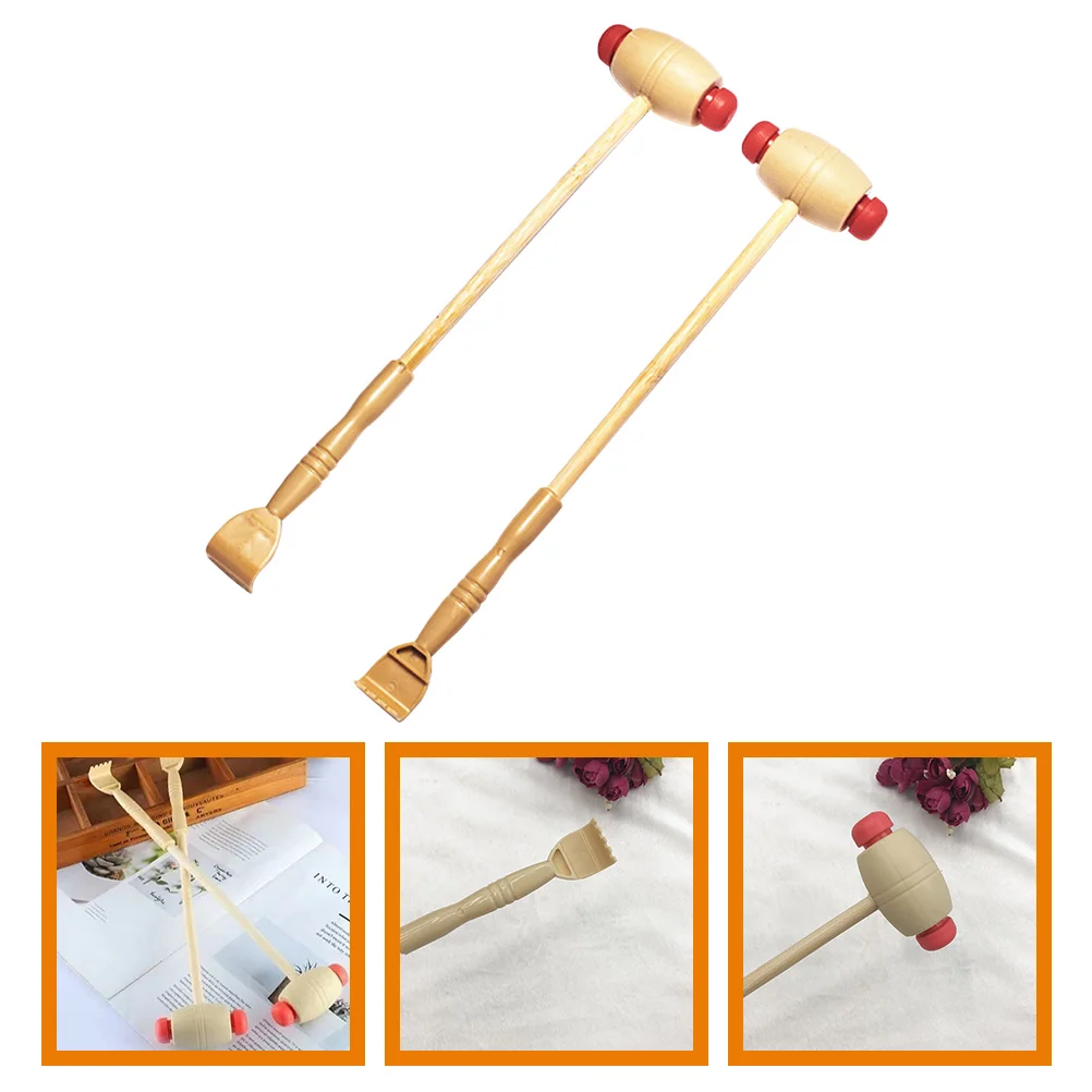 

2 Pcs Wooden Hammer Massage Hammers Handheld Massager Portable Massagers Back Tool Foot