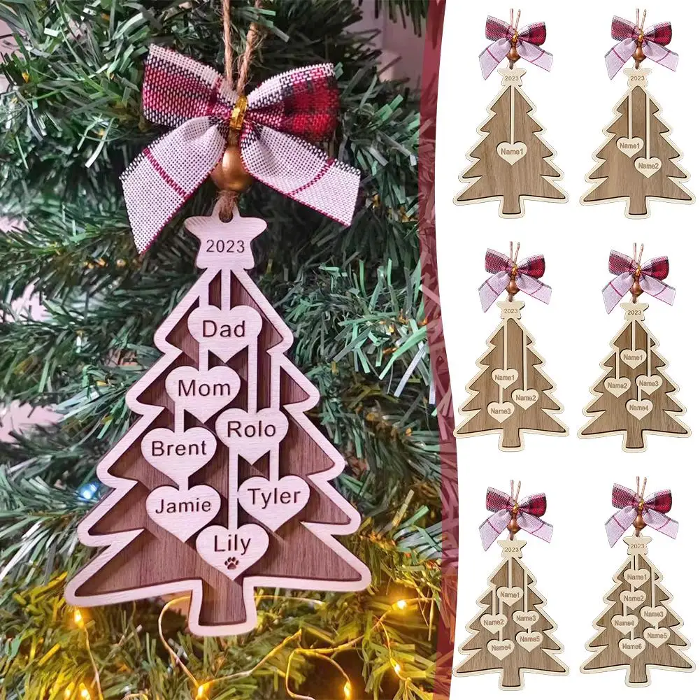 

Personalized Family Name Christmas Ornaments 2023,3D Wood Customized Christmas Decor Gifts Custome For Christmas Tree Ornam T1H6