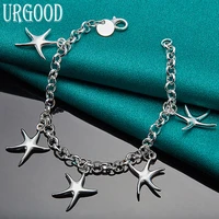 925 sterling silver five starfish pendant bracelet for women men party engagement wedding fashion jewelry
