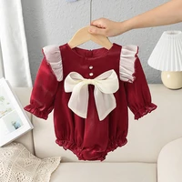 childrens clothing 2022 autumn new baby onesie cute baby long sleeved triangle romper