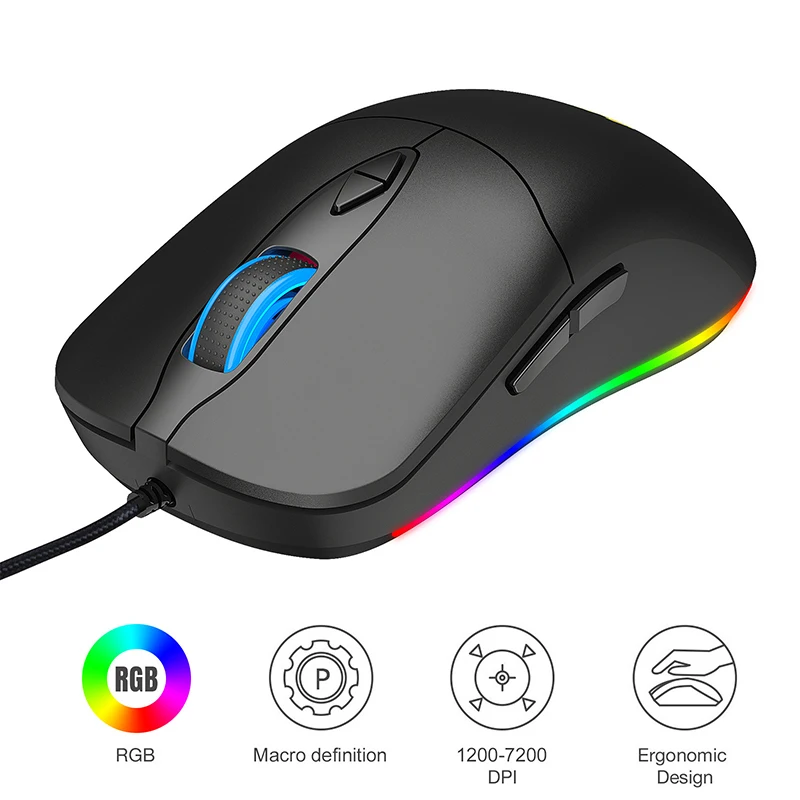 

Эргономичная игровая мышь Jelly Comb, 7 кнопок, 7200DPI, RGB