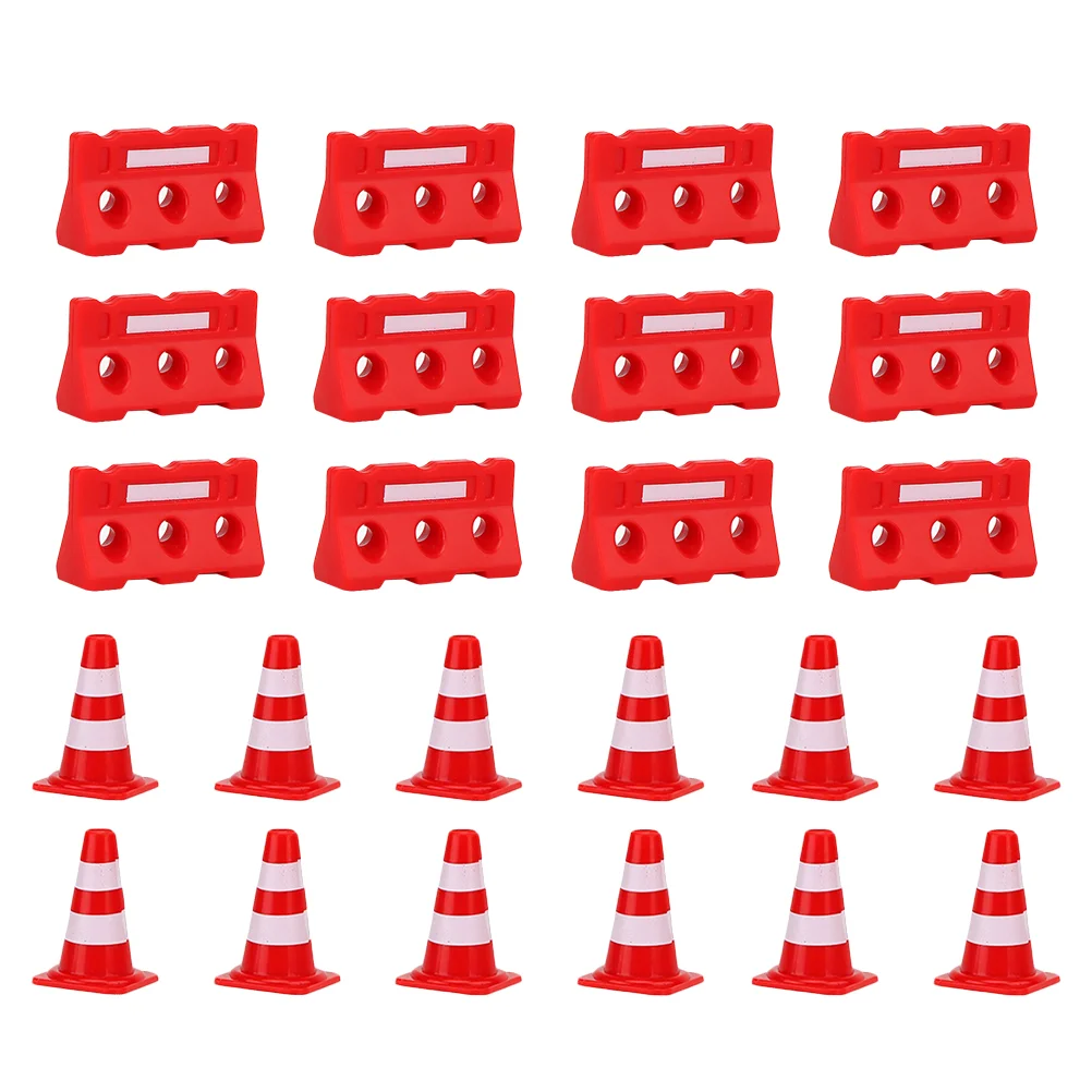 

24pcs Traffic Cone Hats Fences Mini Traffic Signs Set Traffic Signs for Kids