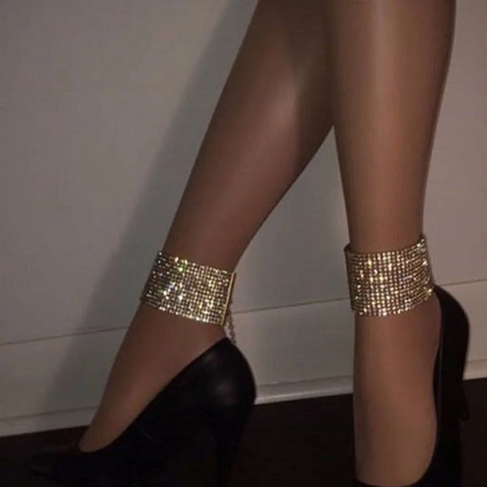 

New Punk Sexy Shiny Rhinestone Anklets for Women Ethnic Ankle Chain Foot Jewelry Anklets Turkish Barefoot Party #243963