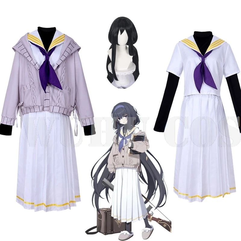 Костюм для косплея Kozeki Ui из аниме игры Синий архив парик с капюшоном пальто JK