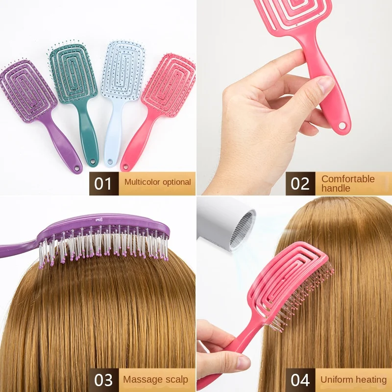 

Girls Hair Scalp Massage Comb Hairbrush Bristle Nylon Women Wet Curly Detangle Hair Brush for Salon Hairdressing Styling Tools