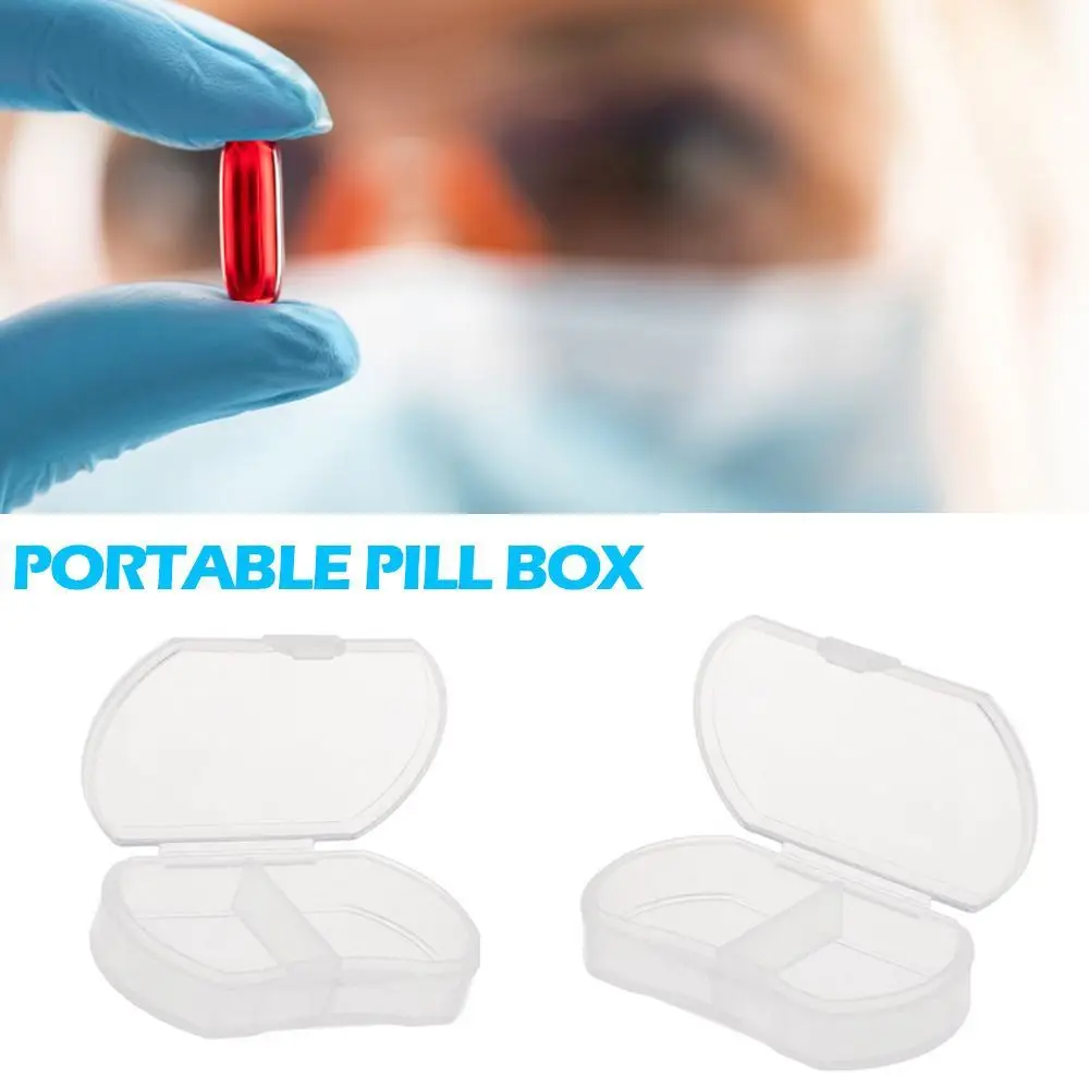 

10PCS Mini Dispenser Container Medicine Organizer Box 2 Grid Pill Box Medicine Tablet Storage Medication Case
