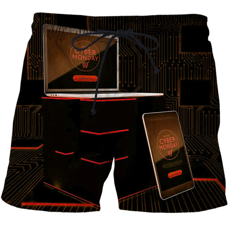 Summer board shorts Breathable 3D printed Men's shorts swimming trunks AI technology pattern shorts Surf quick dry Beach Pants