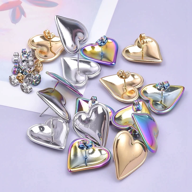 6 шт./партия женские серьги-гвоздики из нержавеющей стали