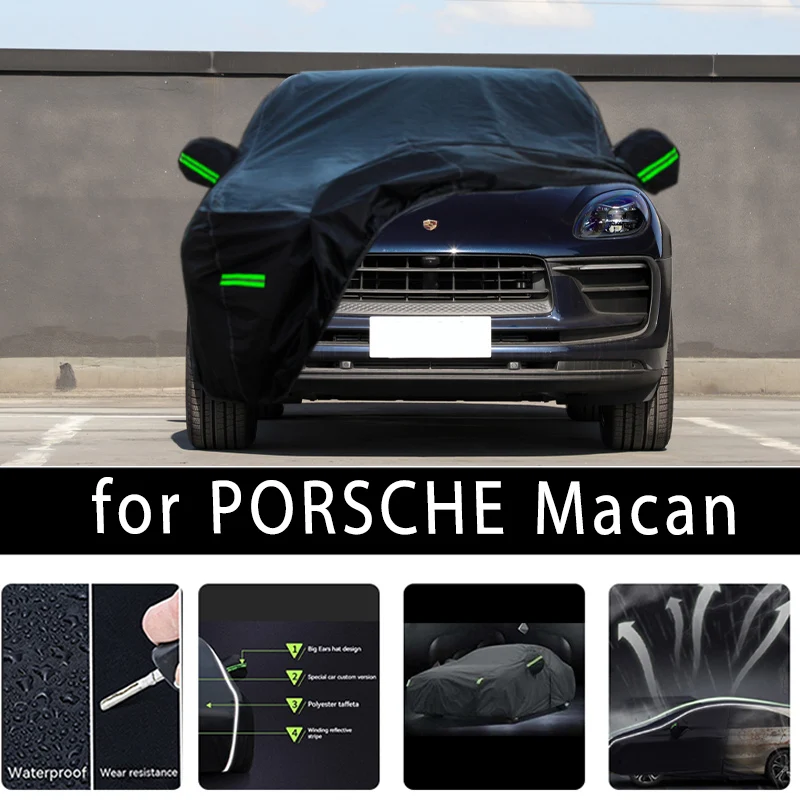 Наружная защита для PORSCHE Macan, полноразмерные автомобильные Чехлы, снежный чехол, Солнцезащитный водонепроницаемый пыленепроницаемый внешний автомобильный аксессуар