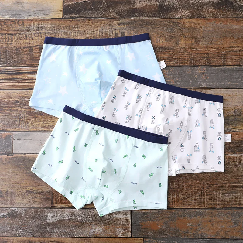 Нижнее белье для подростков 3 цветов хлопковые клетчатые Короткие трусы детей