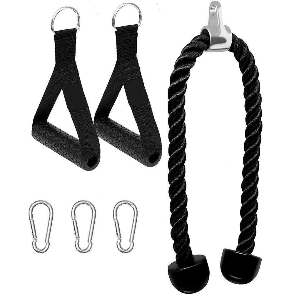 Fitness Exercise Equipment Weights Tricep Rope Cable Pull Down Rope 2 Handles Workout Training Machine for Home Gym Accessories