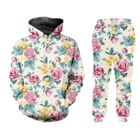 spring floral print womens tracksuit 3d hoodies and jogging pants suits for men fall sportswear chandals wholesale dropshipping