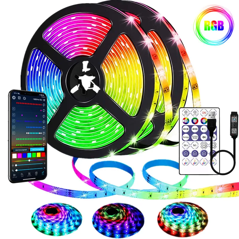 

Светодиодная ленсветильник RGB 5050 с Bluetooth-управлением, 1-30 м