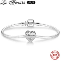 la menars forever love heart charm 925 silver metal charm beads for ladies bracelet holiday wife lovers gift