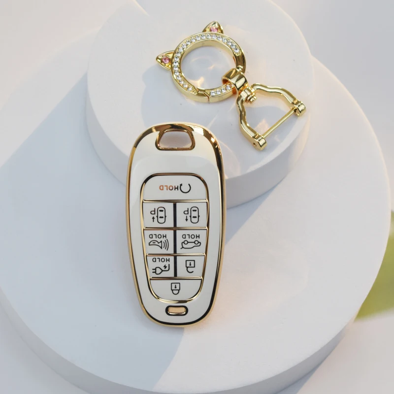

2022 TPU Car Key Cover Shell Fob for Hyundai Santa Fe Tucson NEXO NX4 Atos Solaris Prime 2021 Auto ioniq Case Keych 8 Buttons
