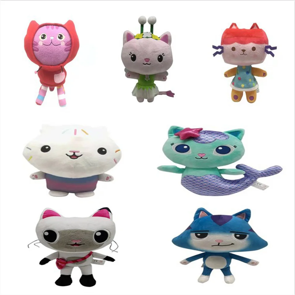 

25cm Gabby Dollhouse Plush Toy Mercat Cartoon Stuffed Animals Mermaid Cat Mermaid Plushie Dolls Kids Birthday Gifts