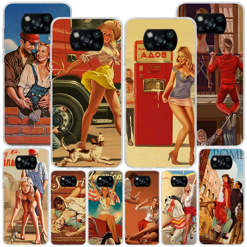 Сексуальный винтажный чехол для телефона Pin Up Girl Xiaomi Poco X6 X5 X4 X3 Nfc F6 F5 Pro F4 Gt F3 F2 F1 M5S M4