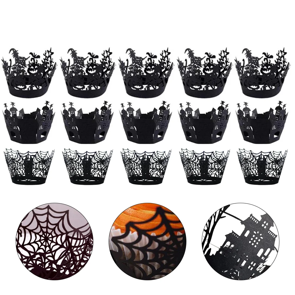 

36pcs Muffin Cup Party Cupcake Liner Spider Web Cake Wrapper Spiderweb Cupcake Liner Horror Party Cake Liner