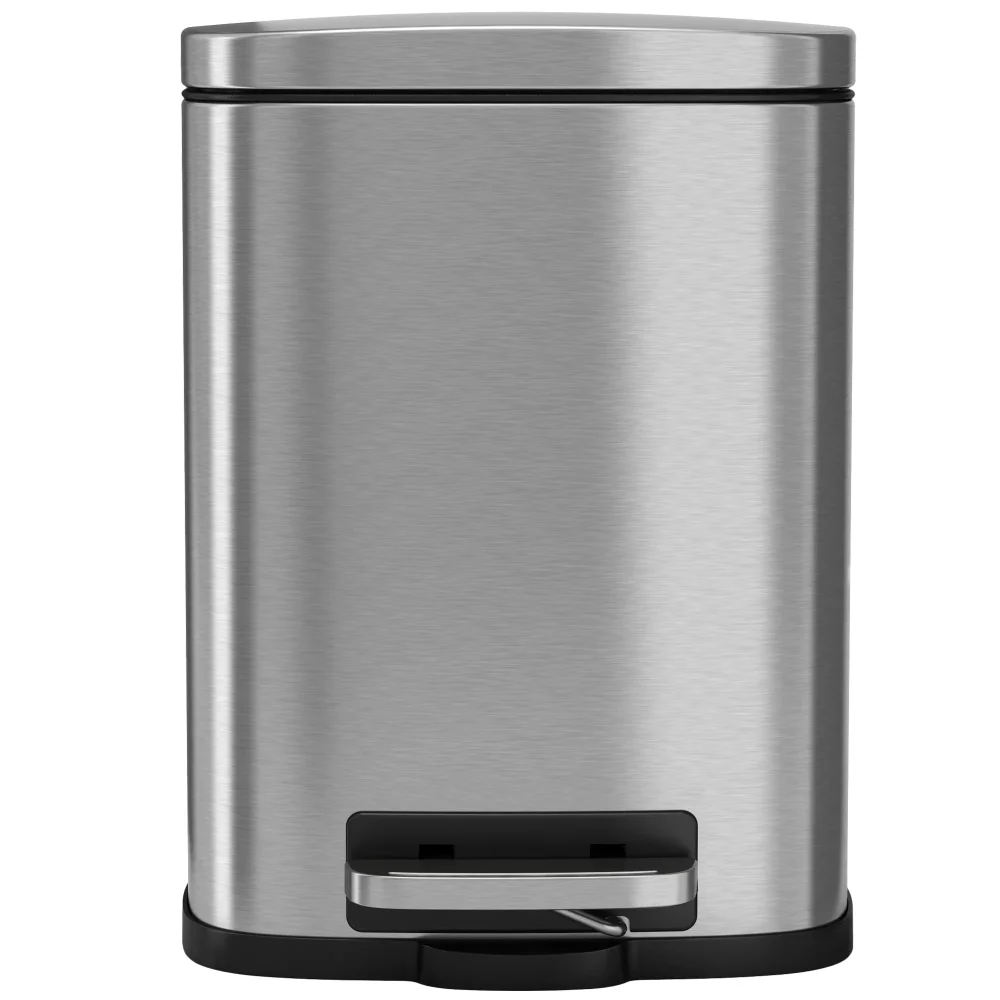 

5 Liter Stainless Steel Pedal Trash Can with Inner Bucket, 11.8" (H) X 8.5" (L) X 7.3" (W) Waste Bins